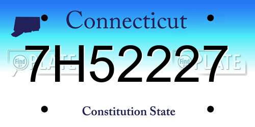 7H52227 Connecticut License Plate