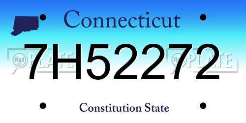 7H52272 Connecticut License Plate