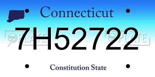 7H52722 Connecticut License Plate