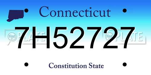 7H52727 Connecticut License Plate