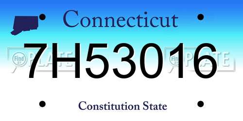 7H53016 Connecticut License Plate