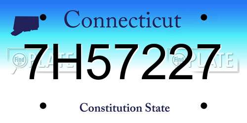 7H57227 Connecticut License Plate