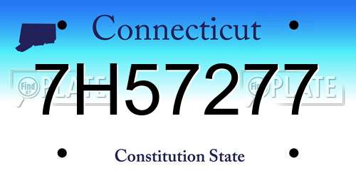 7H57277 Connecticut License Plate