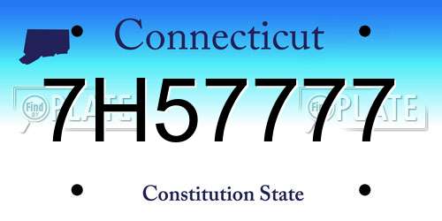 7H57777 Connecticut License Plate