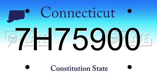 7H75900 Connecticut License Plate