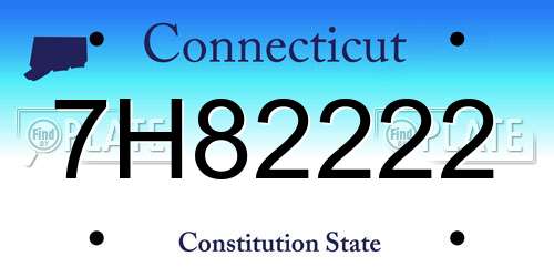 7H82222 Connecticut License Plate