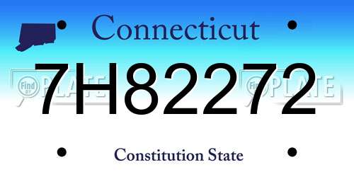 7H82272 Connecticut License Plate