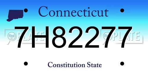 7H82277 Connecticut License Plate