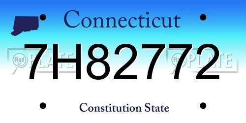 7H82772 Connecticut License Plate