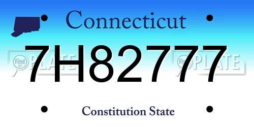 7H82777 Connecticut License Plate