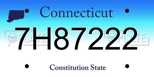 7H87222 Connecticut License Plate