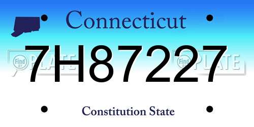 7H87227 Connecticut License Plate