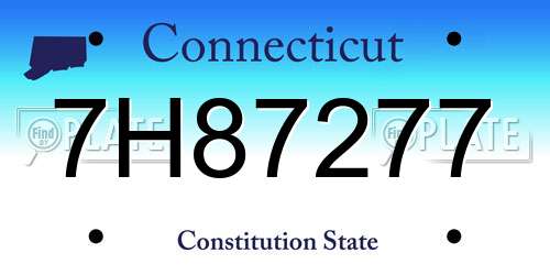 7H87277 Connecticut License Plate