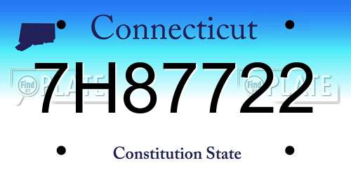 7H87722 Connecticut License Plate