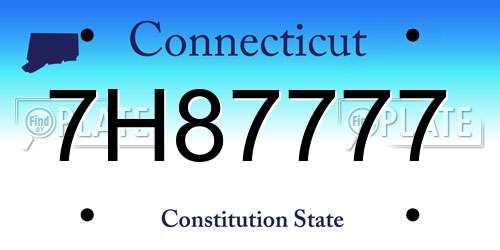 7H87777 Connecticut License Plate
