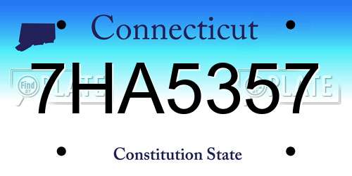 7HA5357 Connecticut License Plate