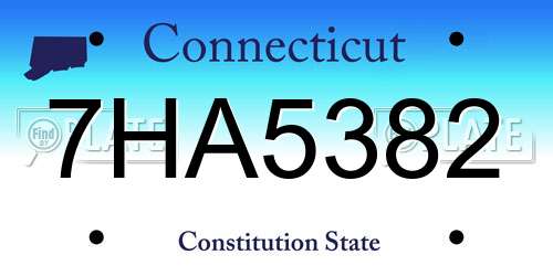 7HA5382 Connecticut License Plate
