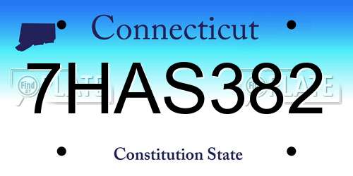 7HAS382 Connecticut License Plate