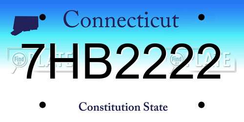 7HB2222 Connecticut License Plate