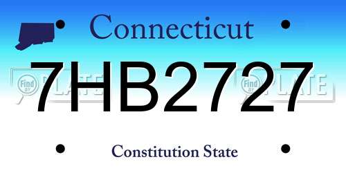 7HB2727 Connecticut License Plate