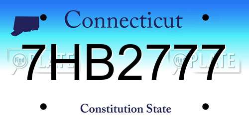 7HB2777 Connecticut License Plate