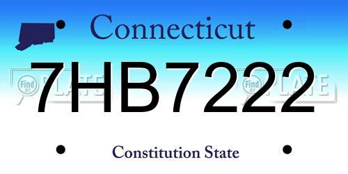 7HB7222 Connecticut License Plate