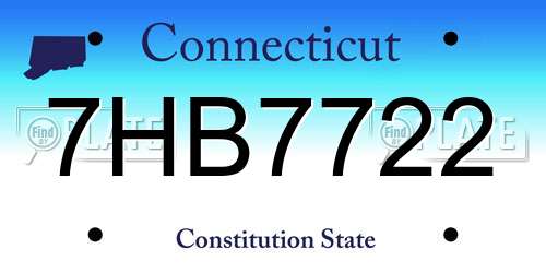 7HB7722 Connecticut License Plate
