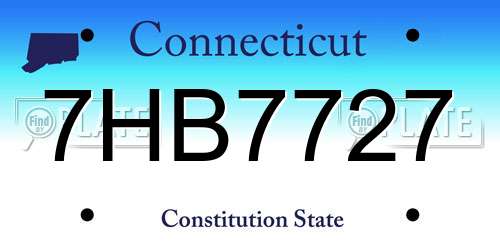 7HB7727 Connecticut License Plate