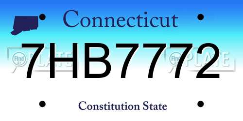 7HB7772 Connecticut License Plate