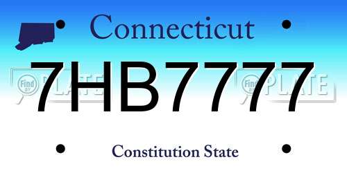 7HB7777 Connecticut License Plate