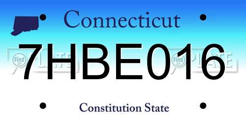 7HBE016 Connecticut License Plate