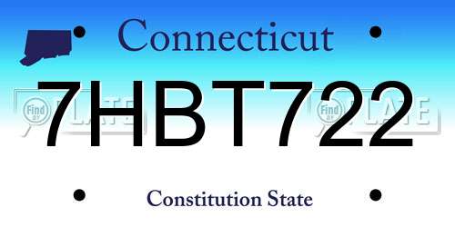 7HBT722 Connecticut License Plate