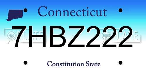7HBZ222 Connecticut License Plate