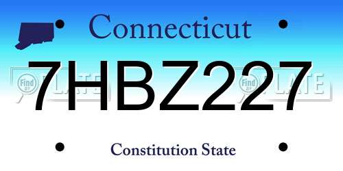 7HBZ227 Connecticut License Plate