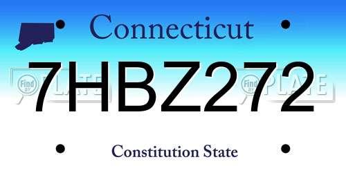 7HBZ272 Connecticut License Plate