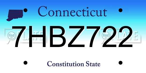 7HBZ722 Connecticut License Plate
