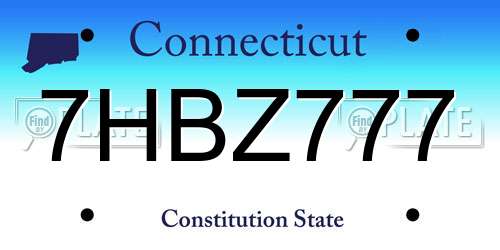7HBZ777 Connecticut License Plate