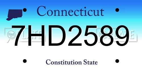 7HD2589 Connecticut License Plate
