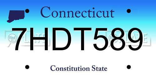 7HDT589 Connecticut License Plate