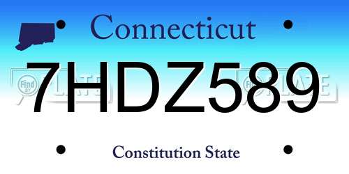 7HDZ589 Connecticut License Plate