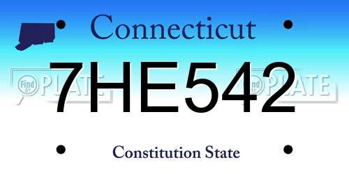 7HE542 Connecticut License Plate