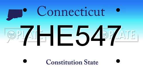 7HE547 Connecticut License Plate