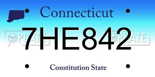 7HE842 Connecticut License Plate