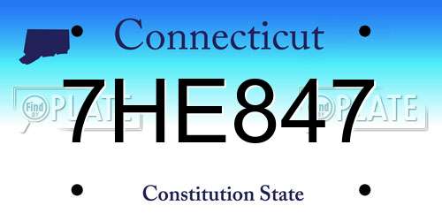 7HE847 Connecticut License Plate