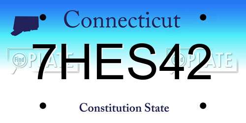 7HES42 Connecticut License Plate
