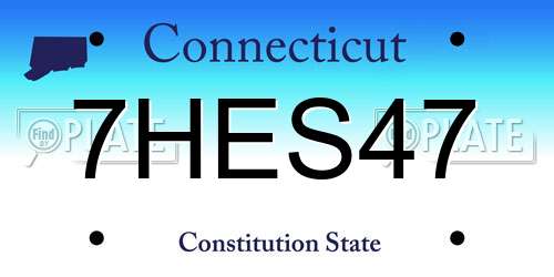 7HES47 Connecticut License Plate