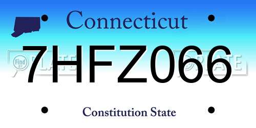 7HFZ066 Connecticut License Plate