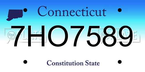 7HO7589 Connecticut License Plate