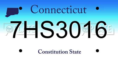 7HS3016 Connecticut License Plate