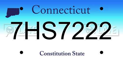 7HS7222 Connecticut License Plate